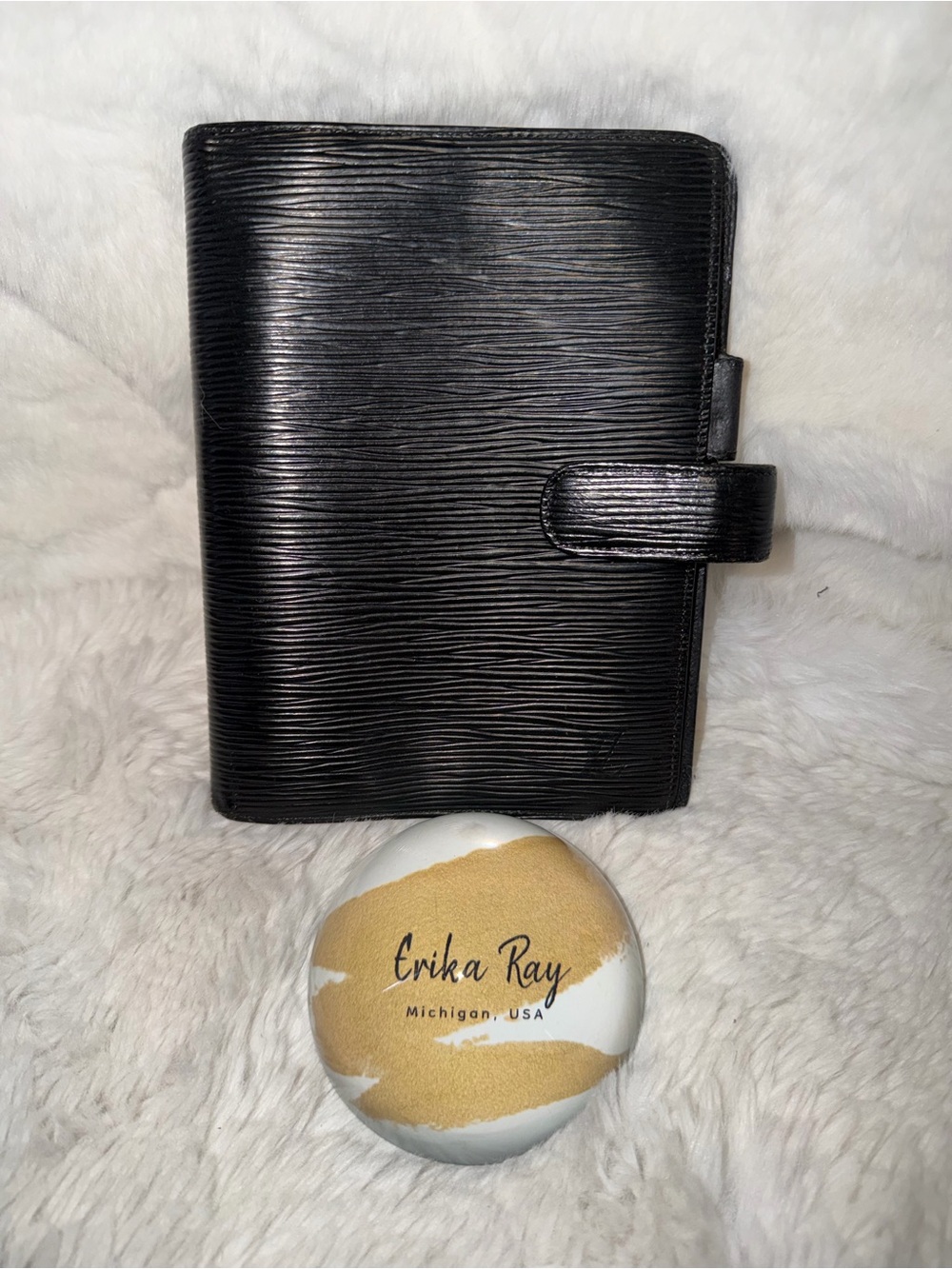 Louis Vuitton Black Epi Leather Agenda MM